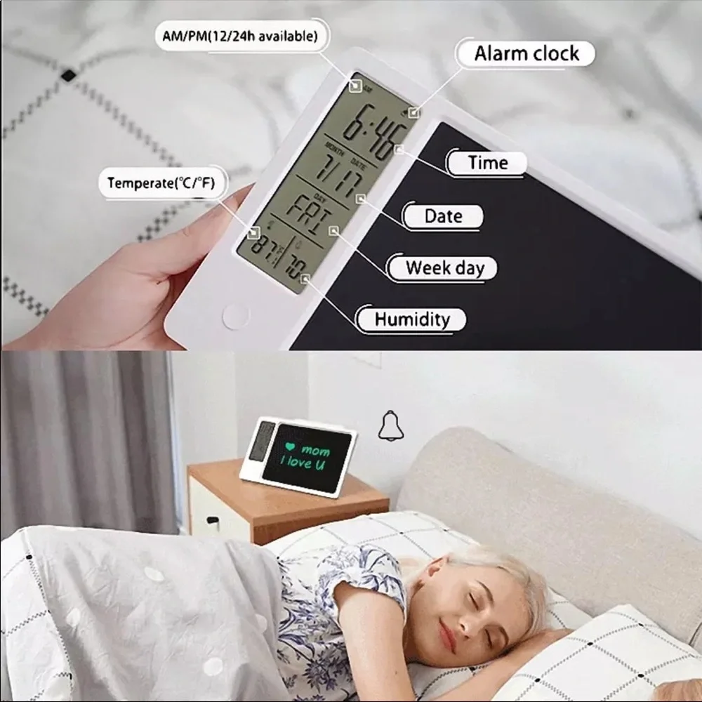 Drawing Pad 9.5 In Temperature Humidity Display Electronic Calendar Tablet Board